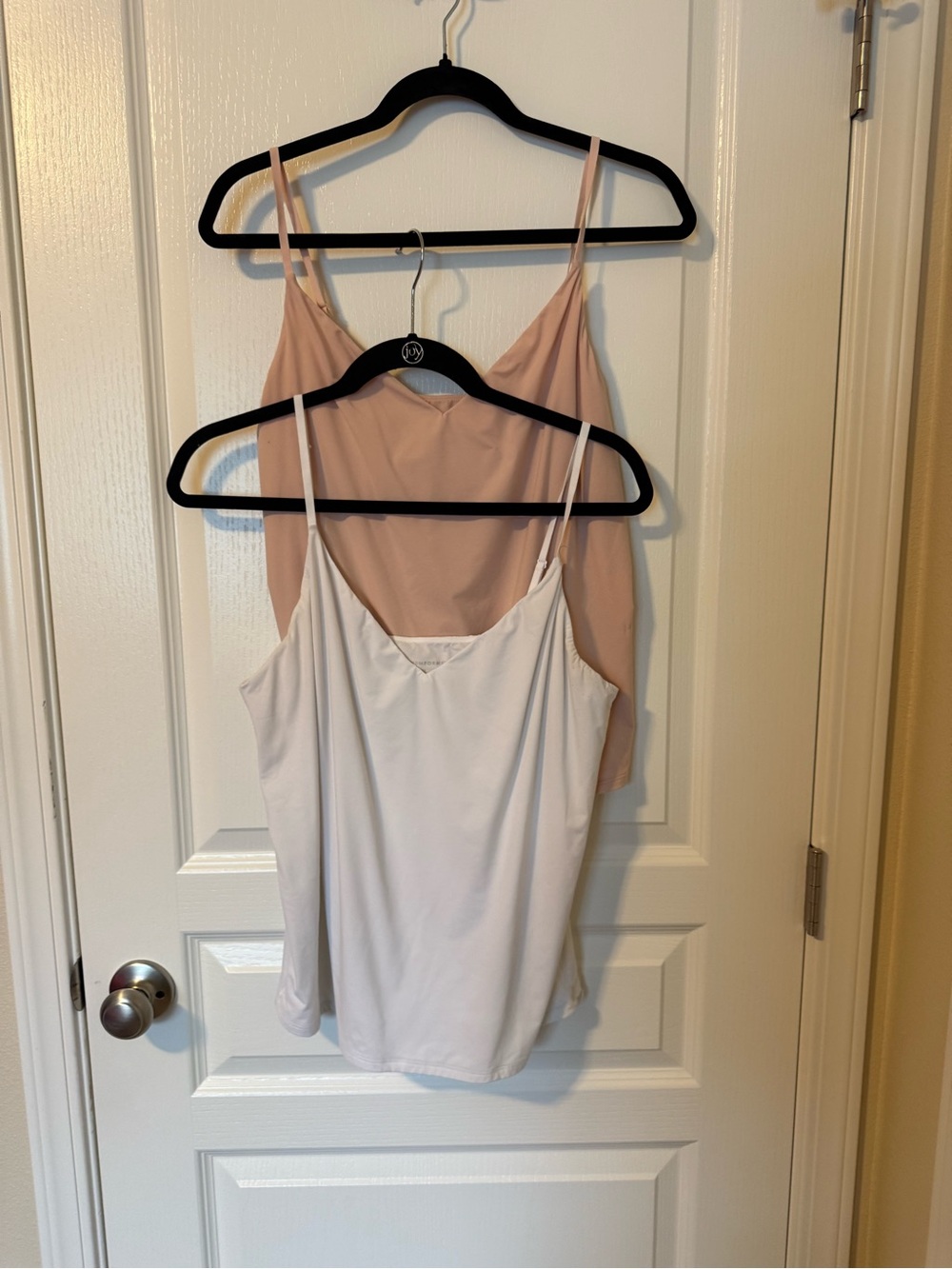 White House Black Market White and Blush Pink Satin Camisole Layering Set